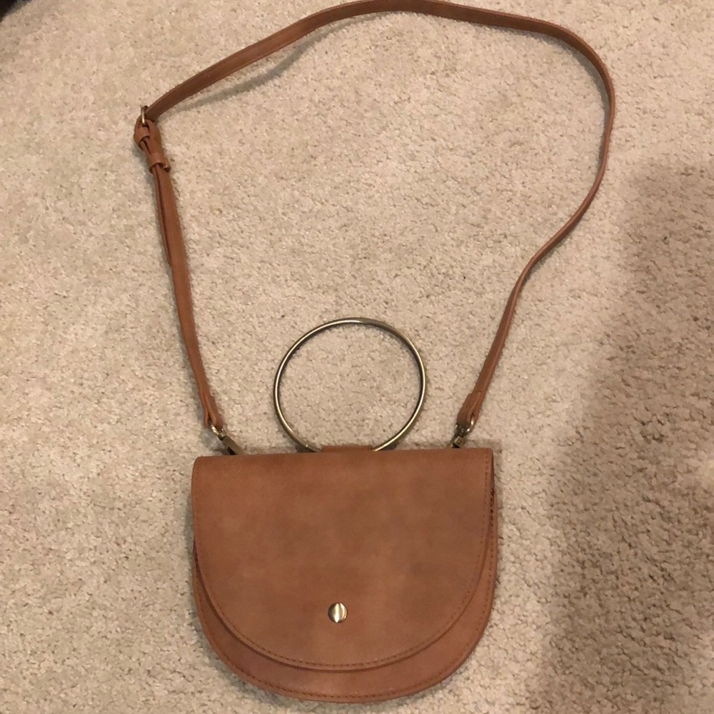 Brown faux leather Anthropologie Crossbody Bag